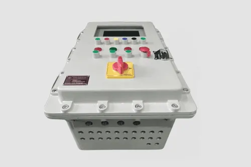 Flameproof control panel with push buttons, indicators and selector switch - design 02 for Bangalore