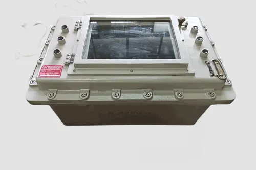 Flameproof HMI panel with toughened glass viewing window for touch screen / display - design 03