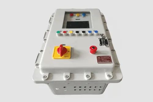 Flameproof motor starter panel with rotary isolator and emergency stop - design 02